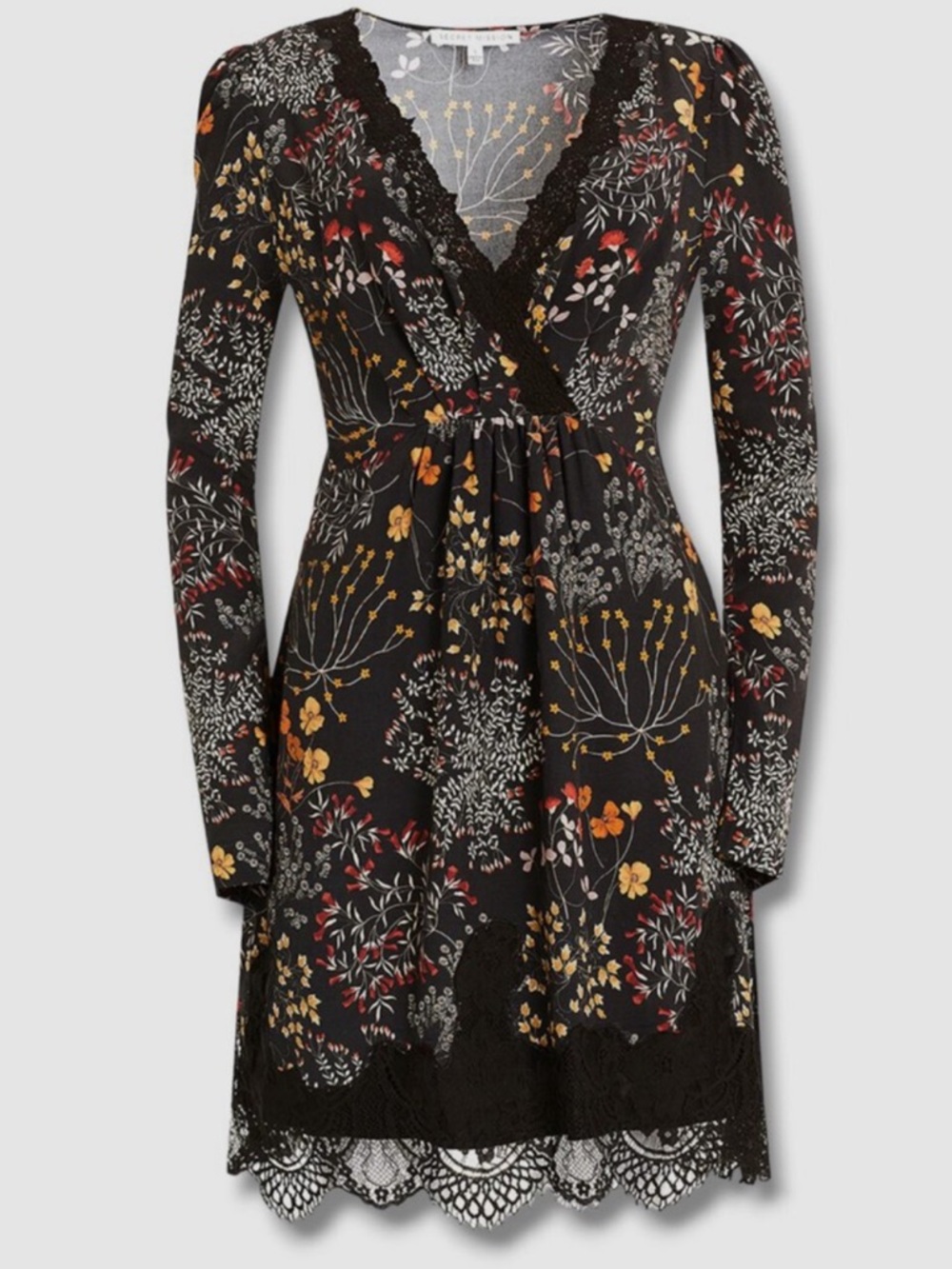 Secret Mission Paisley Short Floral Dress With‎ Lace Size XS